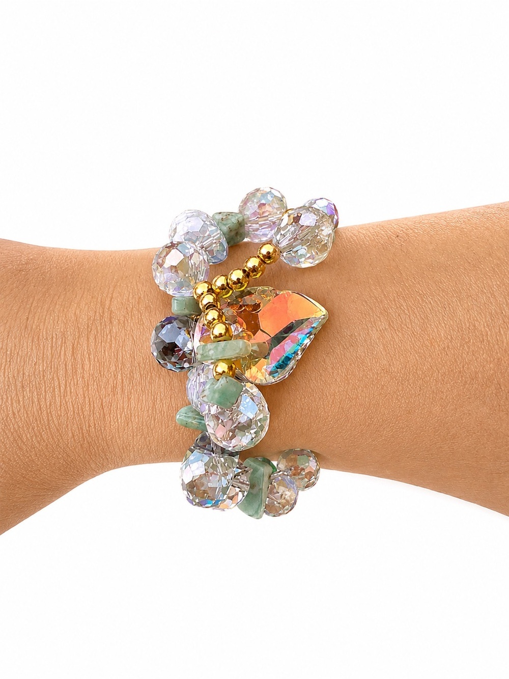 Crystal Glass AB Two Bracelet Stack - Picture 5 of 8
